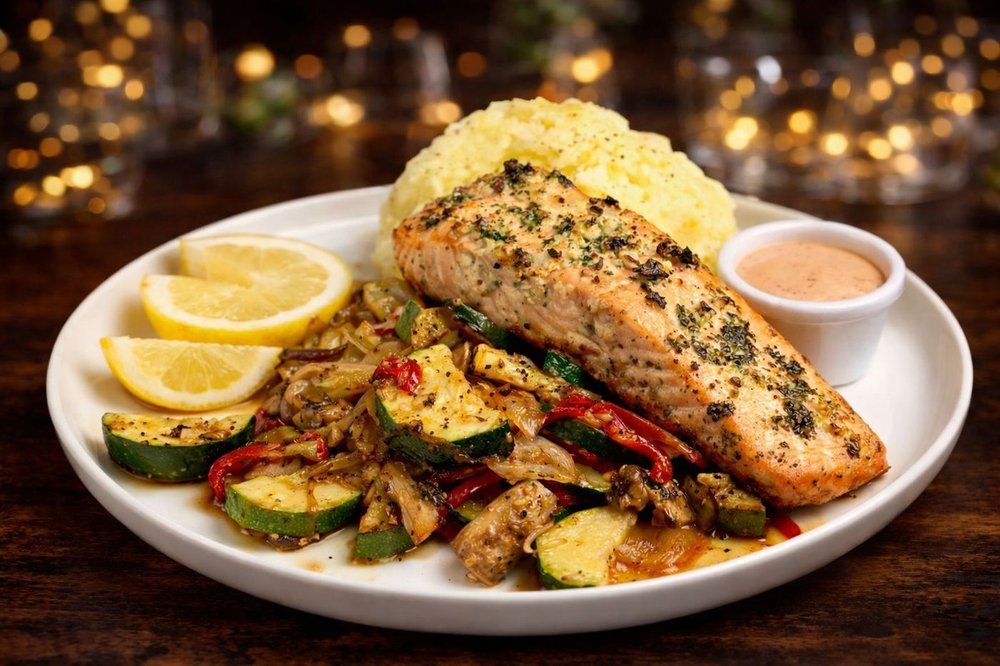 Garlic Pesto Baked Salmon
